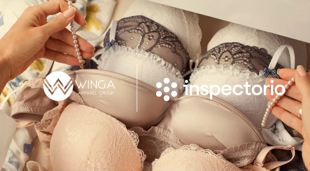 Winga Apparel Group logo with bras and pearls in a drawer