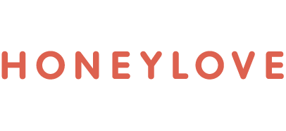 Honeylove logo in coral text on a white background.