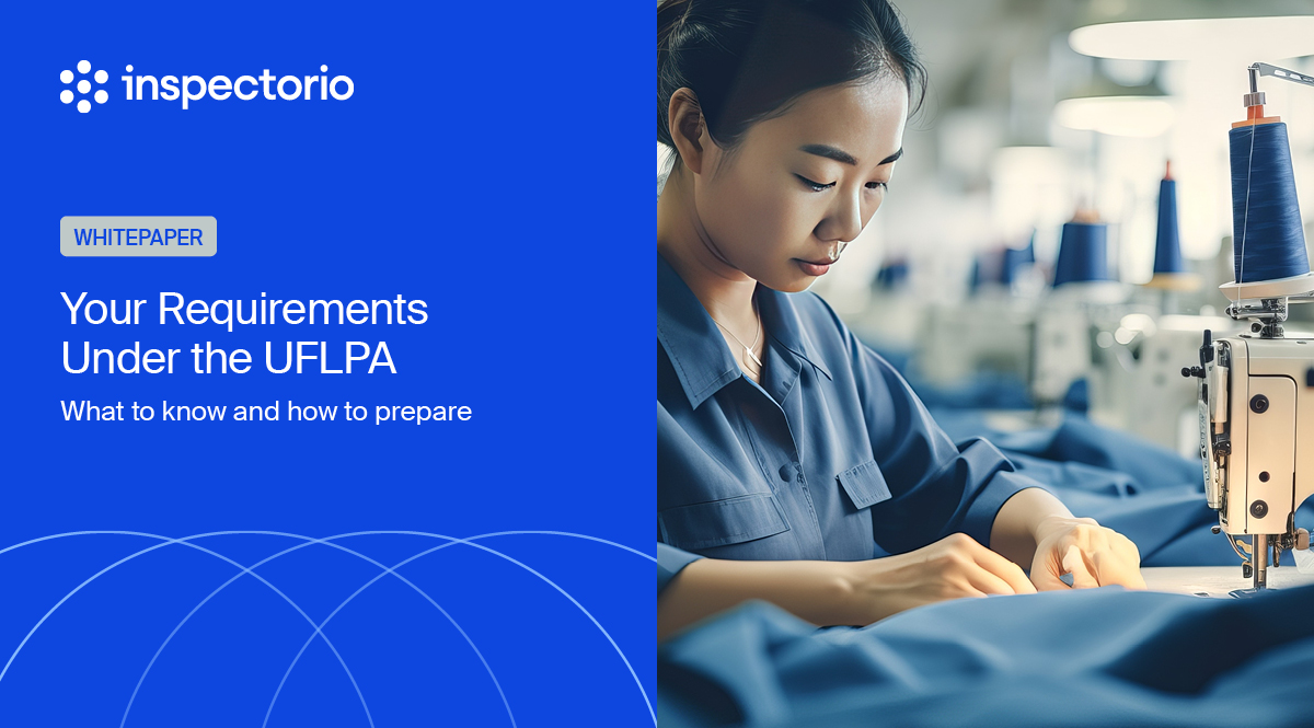 Woman sewing at a machine, Inspectorio UFLPA requirements whitepaper.