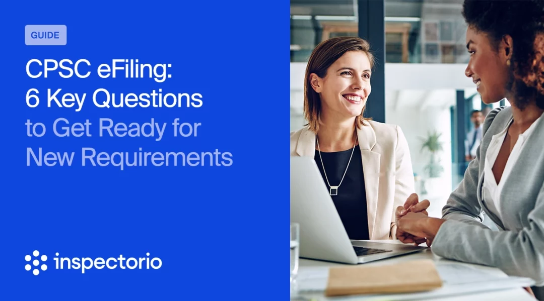 Two women discuss CPSC eFiling requirements, with "CPSC eFiling" text overlay.